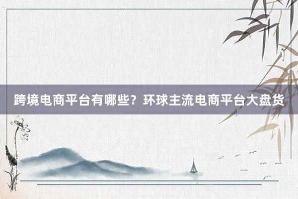 跨境电商平台有哪些？环球主流电商平台大盘货